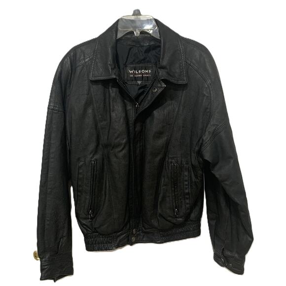 Wilson Black 100% Leather Motorcycle Jacket Biker Men’s Size Small - Picture 1 of 4